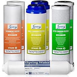 Filtro Gac Osmosis iSpring F7-GAC para Sistemas Estándar de Ósmosis Inversa de 5 Etapas, Juego de Cartucho de Filtro de Suministro de Reemplazo de 1 Año, 7 Unidades