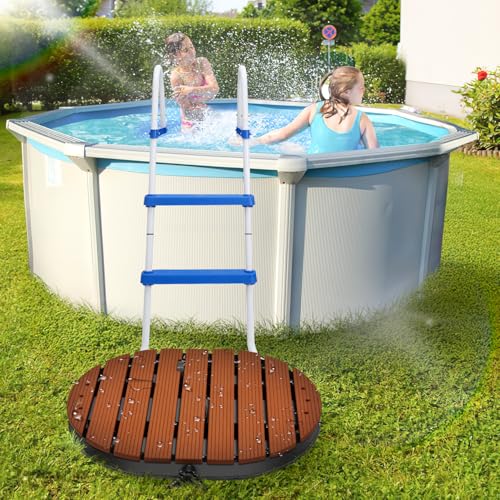 ISOISL Bodendusche Außendusche, Gartendusche mit 22 Kupferdüsen, Pooldusche aus WPC, Bis 4m Fontänenhöhe, Einstellbar Fußrad, rutschfeste Wetterfest Aussendusche für Pool Sauna