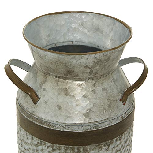 Deco 79 Metal Milk Can Decorative Jars, 8" X 7" X 12", Gray #TOP6
