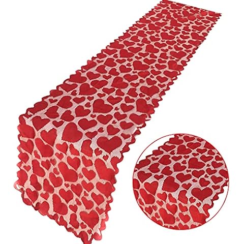 Uposao Valentine's Day Heart Table Runner Cover