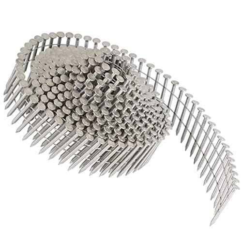 Findmall 2768509-854750 1200 Count 1-1/4-Inch X .090-Inch Ring Shank 304 Stainless Steel Siding Nails 15-Degree Collated Wire Coil Siding Nails thumb #3