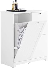 SoBuy BZR213-W Narrow Bathroom Column Cabinet 78 x 38 x 90 cm with 1 Large Integrated Basket and 2 Removable Fabric Baskets – Space-Saving Mobile Cabinet