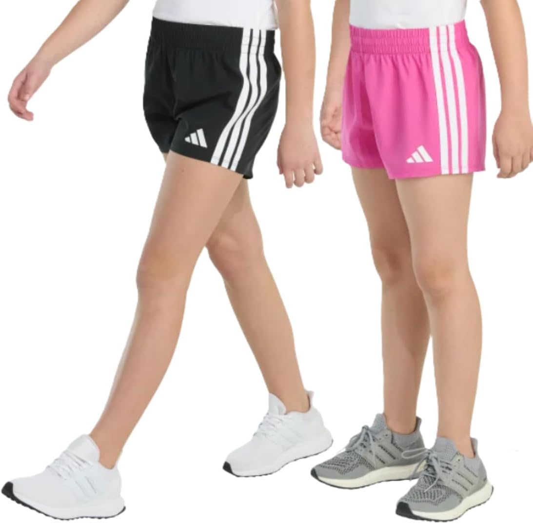 adidas Youth 2-Pack 3 Stripes Short (US, Alpha, Large, Regular, Black/Pink)