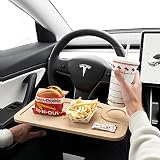 Bamboo Steering Wheel Tray | Well Made Car Seat Desk For Eating Food | Easy To Install & Works Well