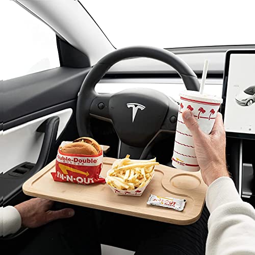 Bamboo Steering Wheel Tray | Well Made Car Seat Desk For Eating Food | Easy To Install & Works Well | Cleverfect (Bamboo, Universal) #TOP4
