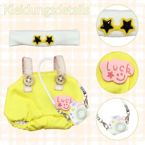 Kleidung für 17 cm La Puppe – Niedliches Mini DIY Outfit Set mit Anziehzubehör Puppenbekleidung Weiches Puppen-Kleidungsset Bekleidungszubehör (ohne Puppe)
