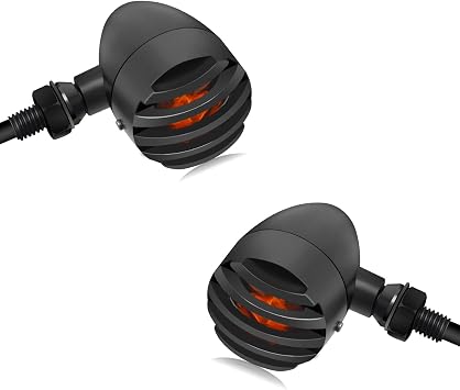 NTHREEAUTO Motorcycle Blinkers, Waterproof Aluminum Bullet LED Turn Signals, Rear Red Indicator Light Compatible with Harley Dyna, Honda, Yahama, Bobber,Suzuki and Kawasaki 12V Motorbikes