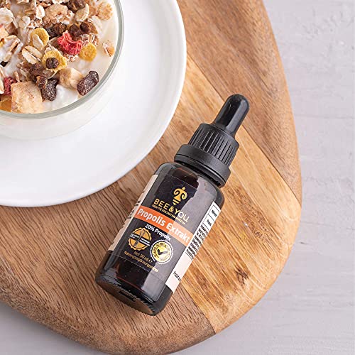 BEE&YOU Propolis Tinktur Tropfen 20% (30ml) standardisiert, Zusatzstoffe, Propolis Extrakt reich an nützliche Polyphenole und Flavonoide, in Müsli und Joghurt mischen – Bild 7
