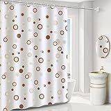 Chenbing Art Polyesterfaser Duschvorhang 135x190cm Kaffee Kreis Schimmelfrei Wasserdicht mit 12 Duschvorhangringen Personenspezifisch Druck Badvorhang Textil Antibakteriell Waschbares Duschvorhangs