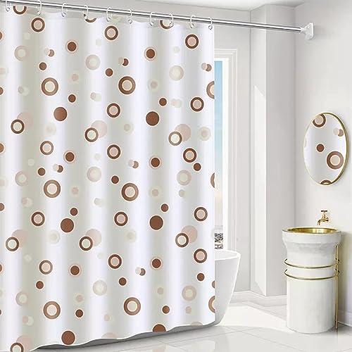 Chenbing Art Polyesterfaser Duschvorhang 135x190cm Kaffee Kreis Schimmelfrei Wasserdicht mit 12 Duschvorhangringen Personenspezifisch Druck Badvorhang Textil Antibakteriell Waschbares Duschvorhangs