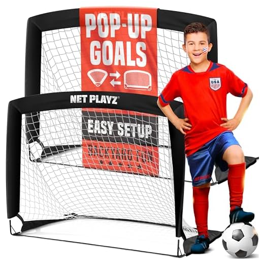 NET PLAYZ 4ftx3ft Easy Fold-Up Portable Training Soccer Goal, Set of 2