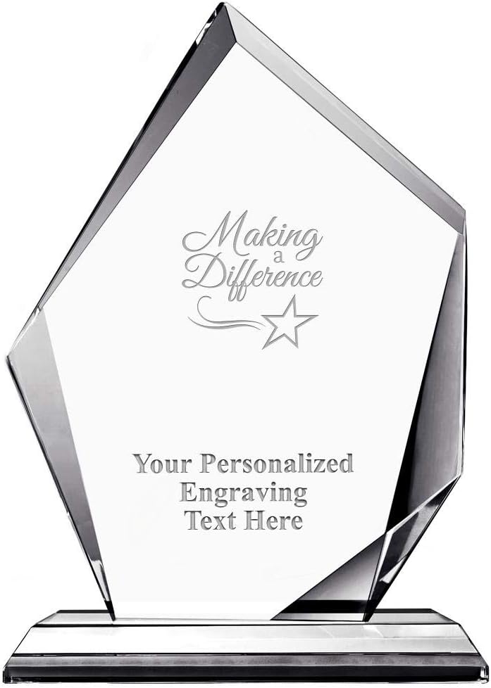 8" Making A Difference Award, Custom Engraved Making A Difference Crystal Trophy