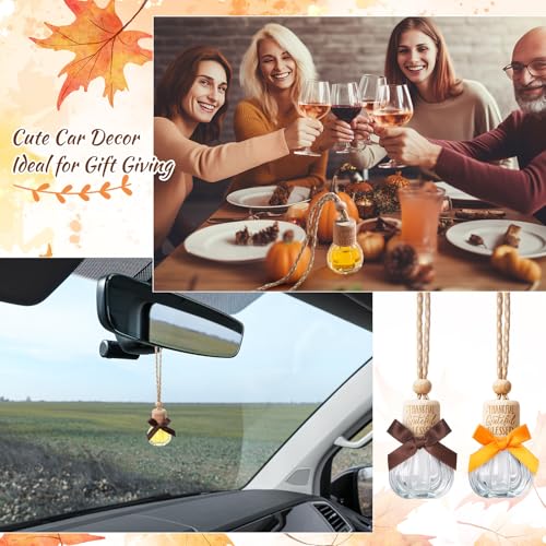 Image of Reallnaive 30 Pcs 30 Pcs Winter Car Diffuser Bottles Snowman Pumpkin Car Diffuser Winter Fall Hanging Empty Vehicle Air Freshener with Bow for Holiday Party Gift (Pumpkin)