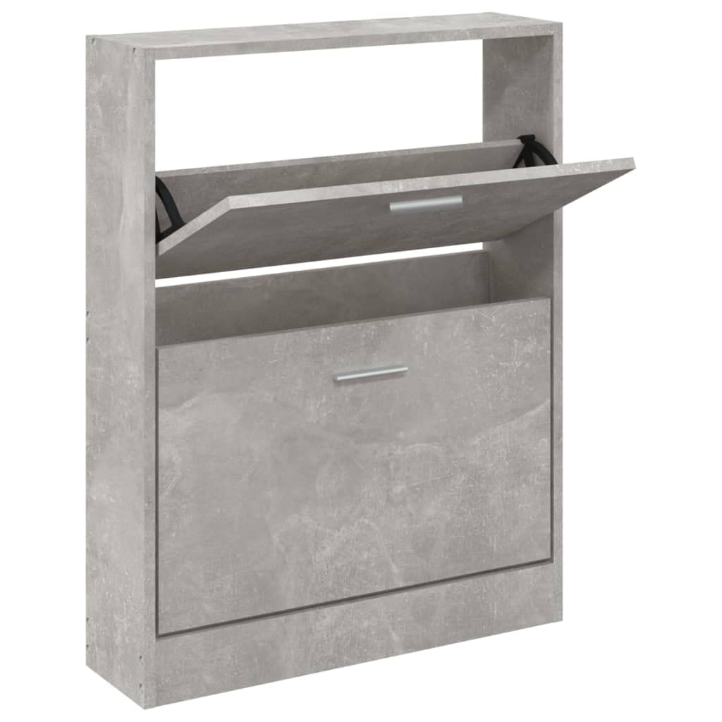 Schuhschrank Betongrau 59x17x81 cm Holzwerkstoff Schuhschrank Schmal Hoch Schuhregal Geschlossen