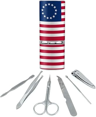 Betsy Ross 1776 American Flag Stainless Steel Manicure Pedicure Grooming Beauty Care Travel Kit