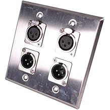 Seismic Audio SA-PLATE39 Stainless Steel Wall Plate 2 Gang with 2 XLR Male and 2 XLR Female Connectors