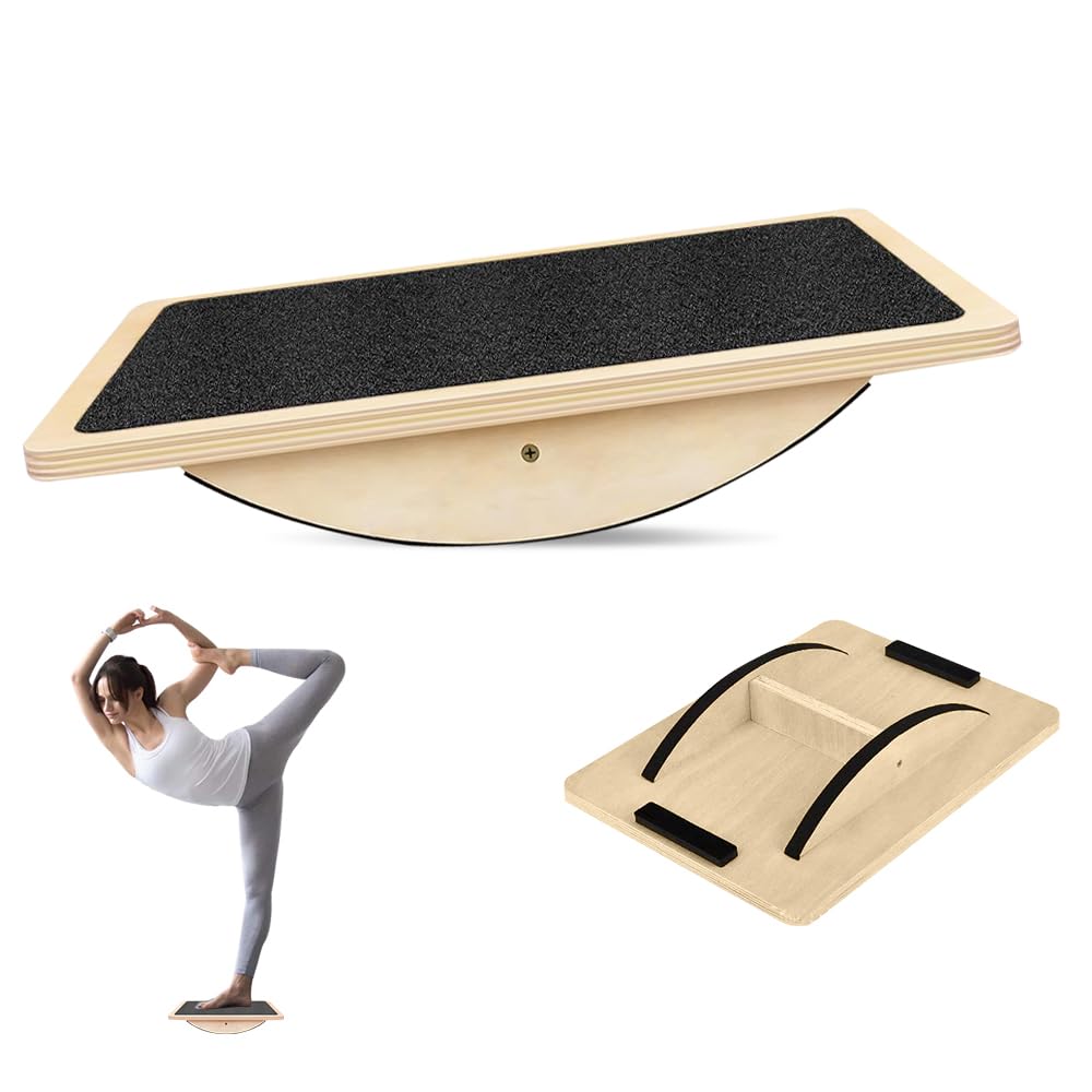 Einbeiniges Balance Board Holz - Wackelbrett Mit Grip Für Fußtraining & Rehabilitation