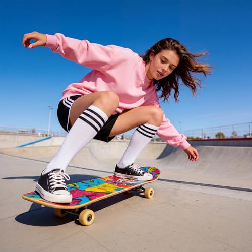 Image of American Trends Womens Athletic Knee High Socks Outdoor Sport Thigh High Stockings Casual Stripes Tube Socks