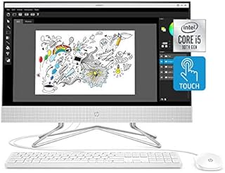 HP 24-inch All-in-One Touchscreen Desktop Computer, Intel Core i5-1035G1 processor, 12 GB RAM, 512 GB SSD, Windows 10 Home (24-df0170, White)