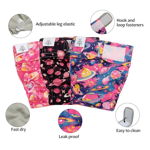 Image of CuteBone Washable Dog Diapers Female No Tail Hole 3 Pack Reusable Doggie Period Training Pants for Docked-Tail Frenchie French Bulldog Boston Terrier Without Tail WWD34XS