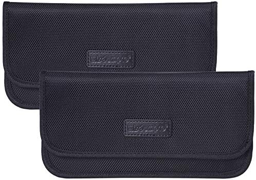 wisdompro Faraday Bag, 2 Pack of RFID Signal Blocking Bag Shielding Pouch Wallet Case for Cell Phone Privacy Protection and Car Key FOB (Black)