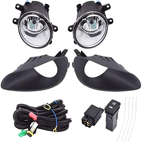 4Dr Projector Fog Lights Bumper Driving Lamps w/Switch Assembly Driver & Passenger Replacement for 2006 2007 2008 Toyota Yaris