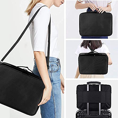 GZCZ 3 Layers Large Capacity Travel Professional Makeup Train Case Cosmetic Brush Organizer Portable Artist Storage bag 16.5 inches with Adjustable Dividers and shoulder strap for Make up Accessories