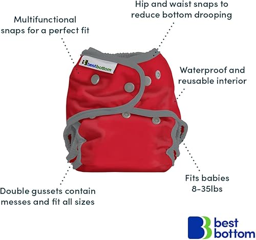 Miniatura 2 de Best Bottom Regular - Funda para pañales todo en dos  Pañales de tela a presión ajustables para bebés  Pañales reutilizables ecológicos con