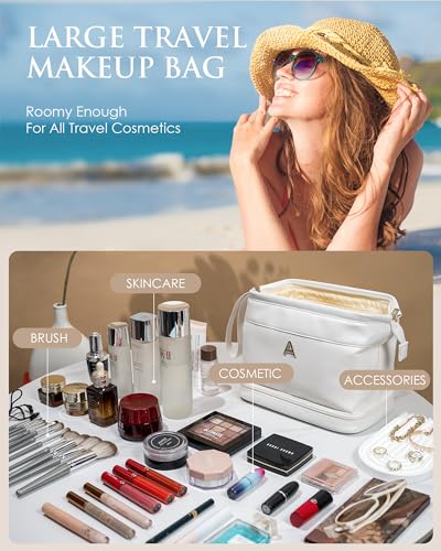 Women-Gifts-Christmas-Gifts-Initial-Large-Makeup-Bag-Travel-Essentials-Personalized-Double-Layer-Cosmetic-Bag-with-Makeup-Brush-Organizer-Toiletry-Bag-Gifts-for-Friends-Female-Mom