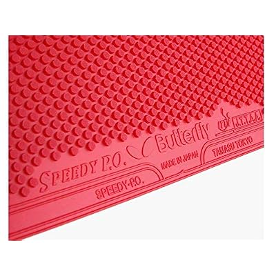 Butterfly Speedy P.O. Table Tennis Rubber | Butterfly Table Tennis Rubber | 1.9 mm | Red or Black | 1 Pips Out Table Tennis Rubber Sheet | Professional Table Tennis Rubber