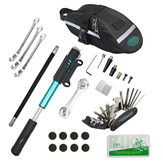 Chumxiny Bicycle Repair Kit, Bike Tire Repair Tool Kit Contains 16-in-1 Tool, 120Psi Mini Bicycle Pump, Bicycle Tire Patch Kit, Used for Mountain Bike and Road Bike.(Blue)