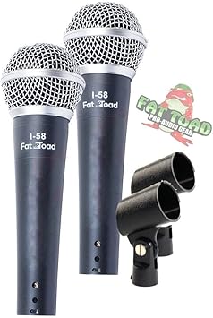 Fat Toad Wired Vocal Microphones Live ResponsePRO Edition 2-Pack Dynamic Cardioid Mics with Clips for Singing, DJ, Home Studio & Stage Instrument Recording