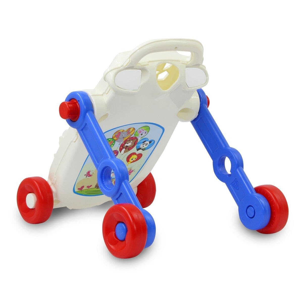 Jamara 460586 wózek do nauki chodzenia My First Walker wspiera umiejętności motoryczne precyzyjne, ergonomiczny design z uchwytem, w zestawie Sound Box, telefon i tarcza, kolorowy
