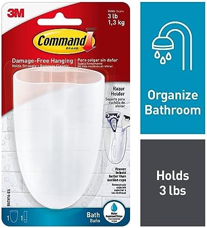 Command Bath Razor Holder, Clear Frosted, 1-Holder, 1- Water-Resistant Strip, Organize Damage-Free Alternate view