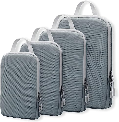 Compression Packing Cubes for Suitcases, Travel Essentials Expandable Travel Bags Organizer for Luggage-4 Set (Grey)