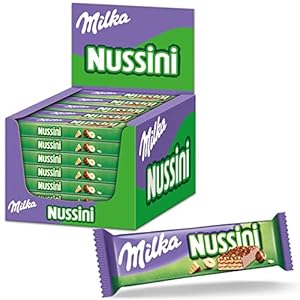 Milka Nussini repen, 35 repen à 31,5 g, hazelnootcrème-wafelsneden met chocoladecoating