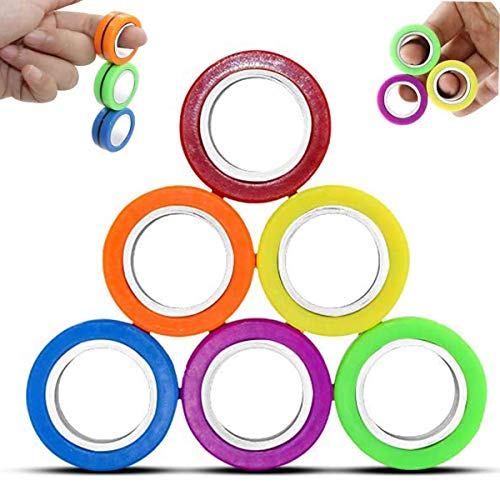 Magnet Fidget Spinners Fidget Toys, Magnetic Rings, Stress Relief Toys, Professional Colorful Finger Fidget Spinner, Decompression Relief Autism, Anxiety, Stress Toys,Relieves Stress Reducer 6 Pcs