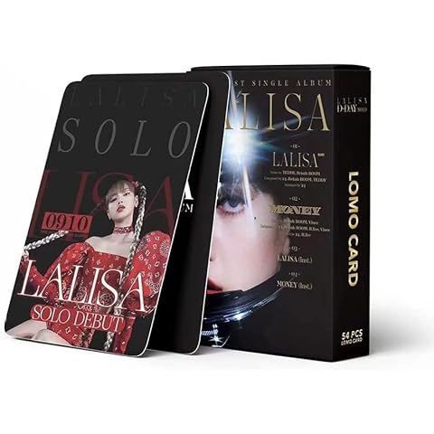 54pcs Black Pink LISA SOLO card Photocards LOMO card with Greeting Card Box Gift for Blink Girls and Boys Cover
