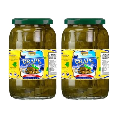 Sanniti Grape Leaves in Brine | Net Weight 32 oz | Drained Weight 1 lbs (pack of 2) Cover