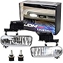 iJDMTOY Clear Lens Xenon White LED Fog Lights Foglamp Kit w/Mounting Brackets Compatible With 1999-2002 Chevrolet Silverado 1500 2500, 2000-2001 3500, 2000-2006 Suburban Tahoe