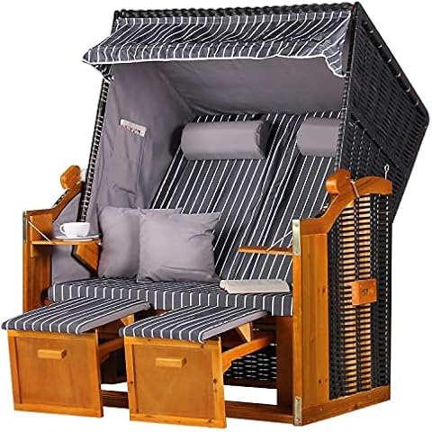 bene living Strandkorb Ostsee - gestreift/anthrazit - PE schwarz thumbnail