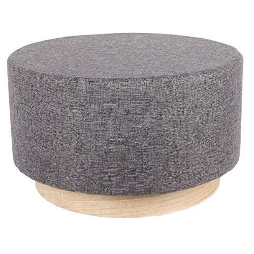 AltoBuy Tobias XL - Pouf Tissu Gris et Base Aspect Bois