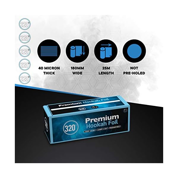 320° Premium Aluminium Shisha Hookah Blechfolie, extra dicke Rollen, 180 mm breit, 25 m lang, 40 Mikron dick – Bild 3