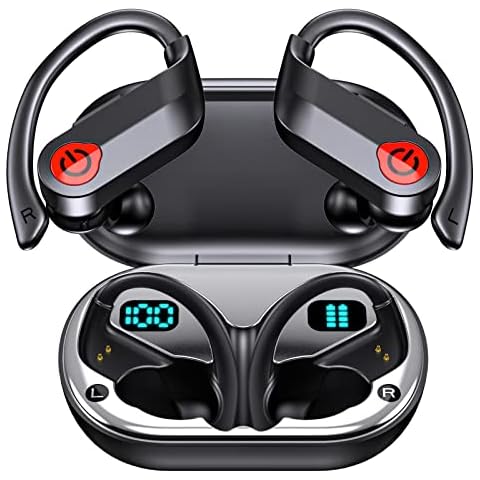 Wireless Earbuds Bluetooth 5.3 Headphones Sports, in Ear Bluetooth Ear buds with Dual LED Display Wireless Headphones 50H Playtime HiFi Stereo Waterproof Wireless Earphones with Earhook for Workout Cover