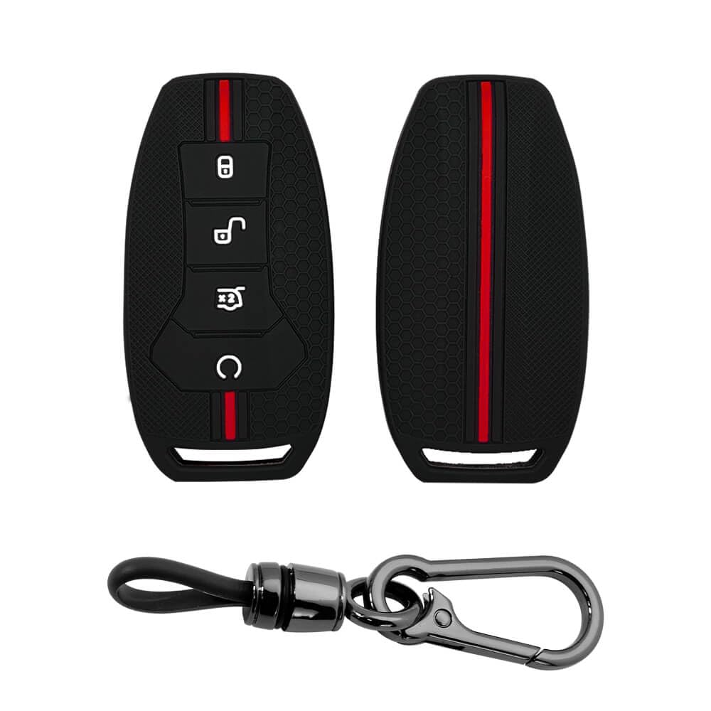 Keyzone Silicone Key Cover and Keychain Compatible for BYD Seal, Atto3, 4 Button Smart Key