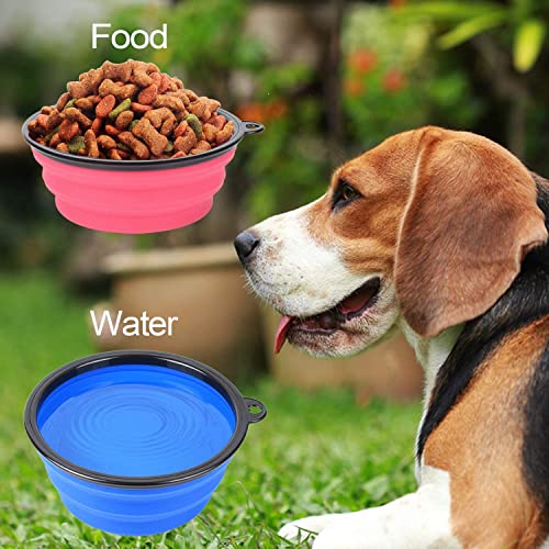 Image of PetBonus 2-Pack Large Silicone Collapsible Dog Bowl (4 Cups,34oz), BPA Free and Dishwasher Safe, Portable Foldable Travel Bowl, Food and Water Bowls for Dogs and Cats - 2-Color Carabiners Per Set
