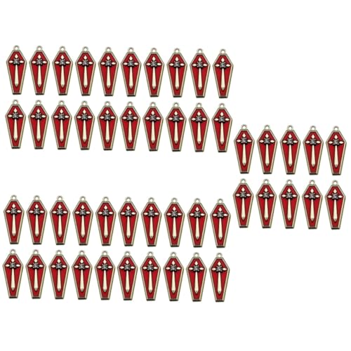 TEHAUX 50 Pcs cruz colgante collar de encanto accesorios de pulsera ornamento decoración cruces colgantes pulsera decoraciones cruzar suministros lápida sepulcral ataúd rojo