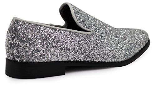 Image of SPK04 Men's Vintage Glitter Dress Loafers Slip On Shoes Classic Tuxedo Dress Shoes