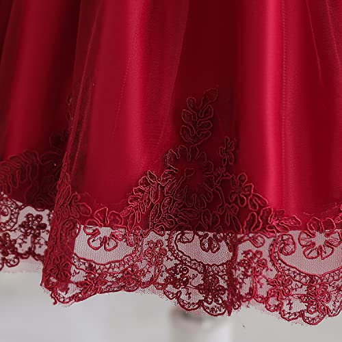 Nnjxd Baby Girls Lace Dress Bowknot Flower Dresses Wedding Pageant Baptism Christening Tutu Gown Size (70) 0-6 Months #Red #TOP5