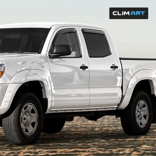 Image of CLIM ART in-Channel Incredibly Durable Rain Guards for Toyota Tacoma 2005-2015 Double Cab, Original Window Deflectors, Vent Deflector, Vent Window Visors, Truck Accessories 4 pcs- 605085